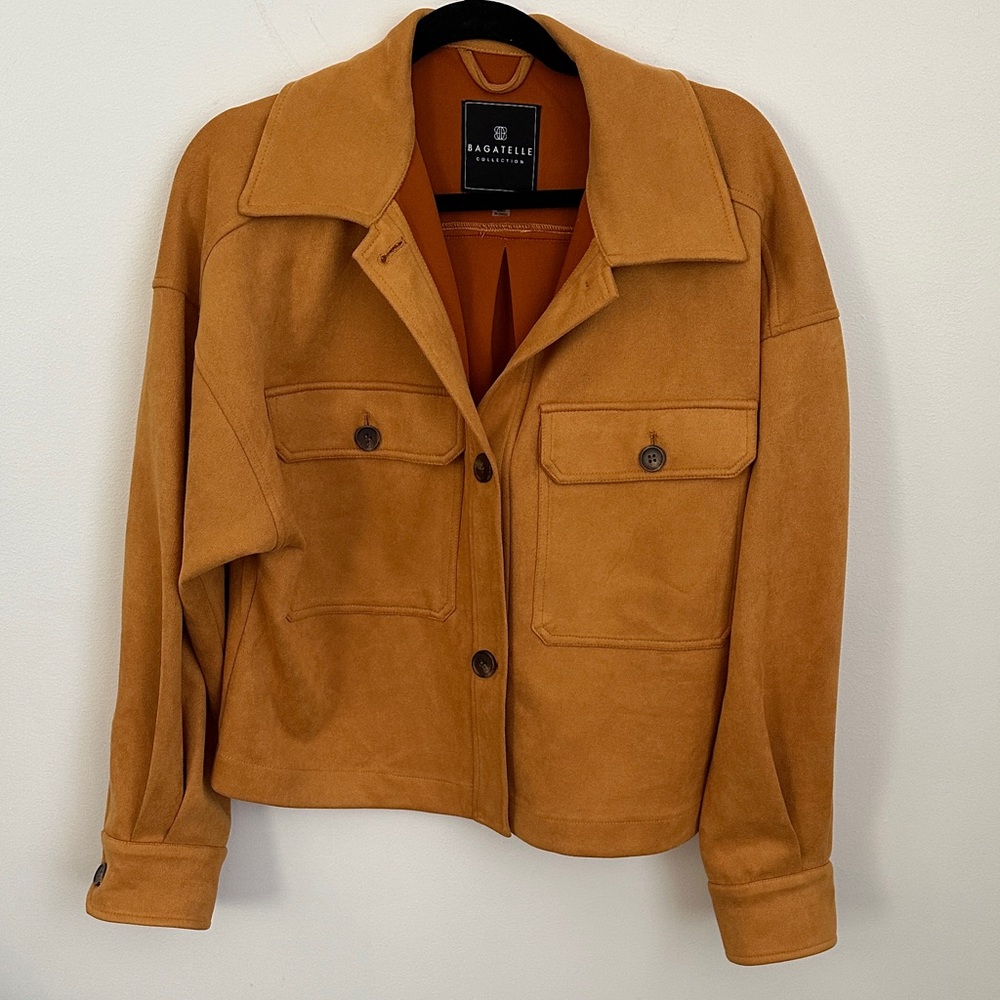 Bagatelle Men's Camel Suede Shirt Jacket